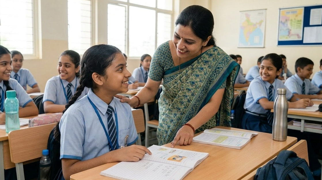 School playground showing overall development through regular attendance
