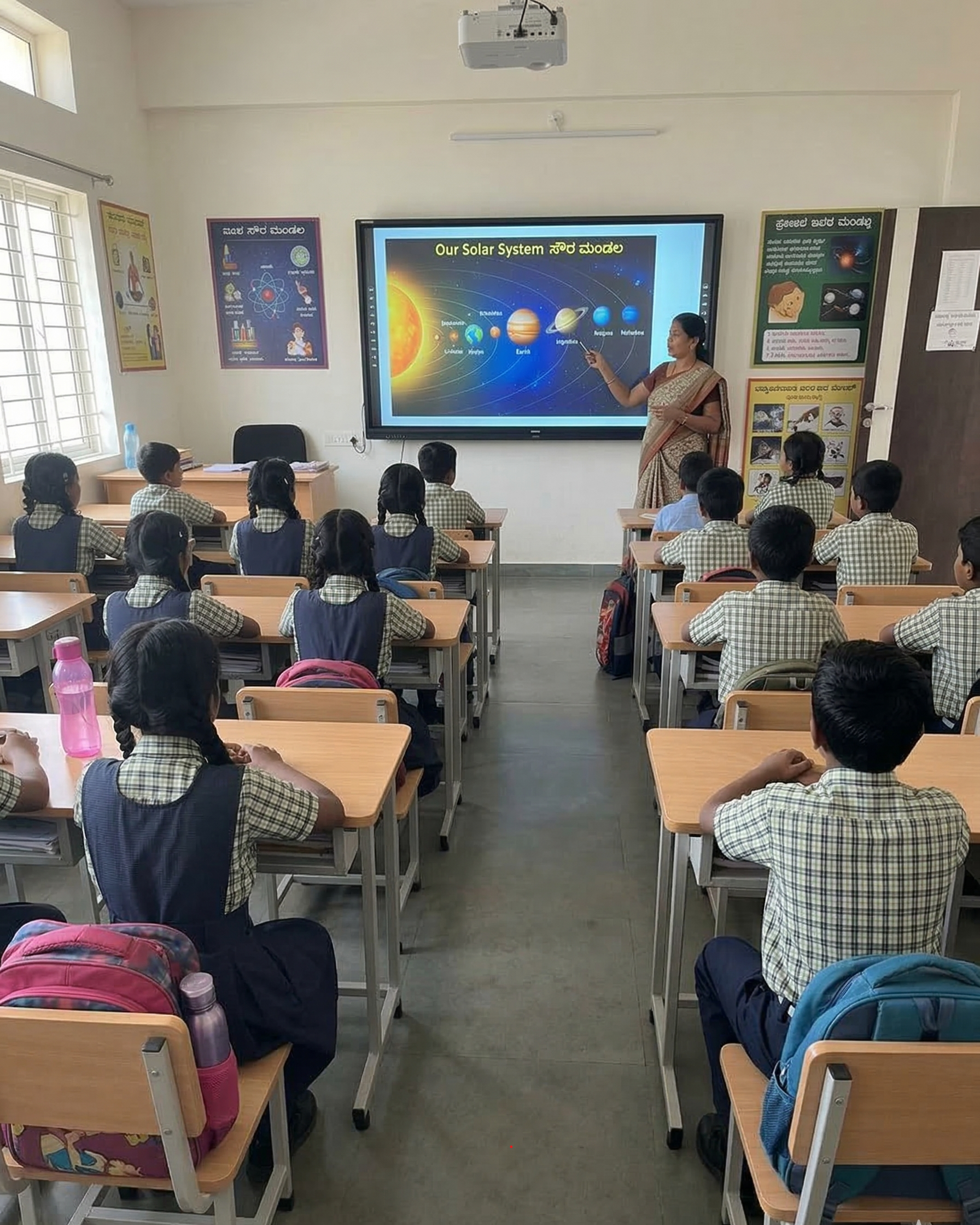 Students studying at Sri Vignanajyothi High School